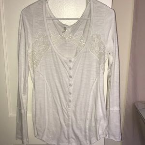 Free People Lace Long Sleeve Shirt